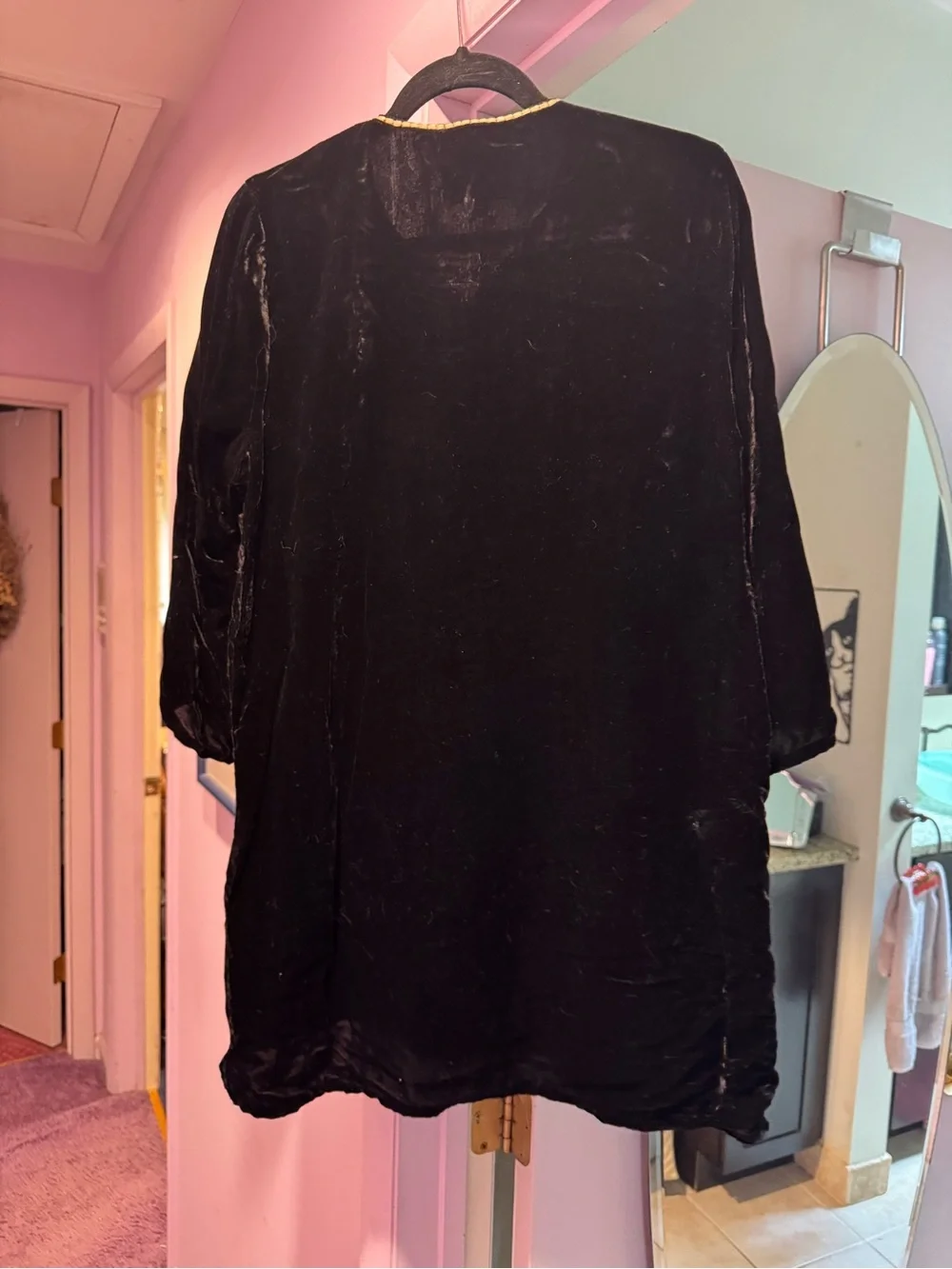 NWT!! Johnny Was Size L Embroidered Velvet Tunic Top - Black with Gold Floral - Picture 9 of 9